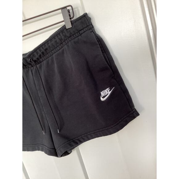 Nike Logo swoosh sweat shorts women's size‎ large cotton blend drawstring black - Picture 2 of 9
